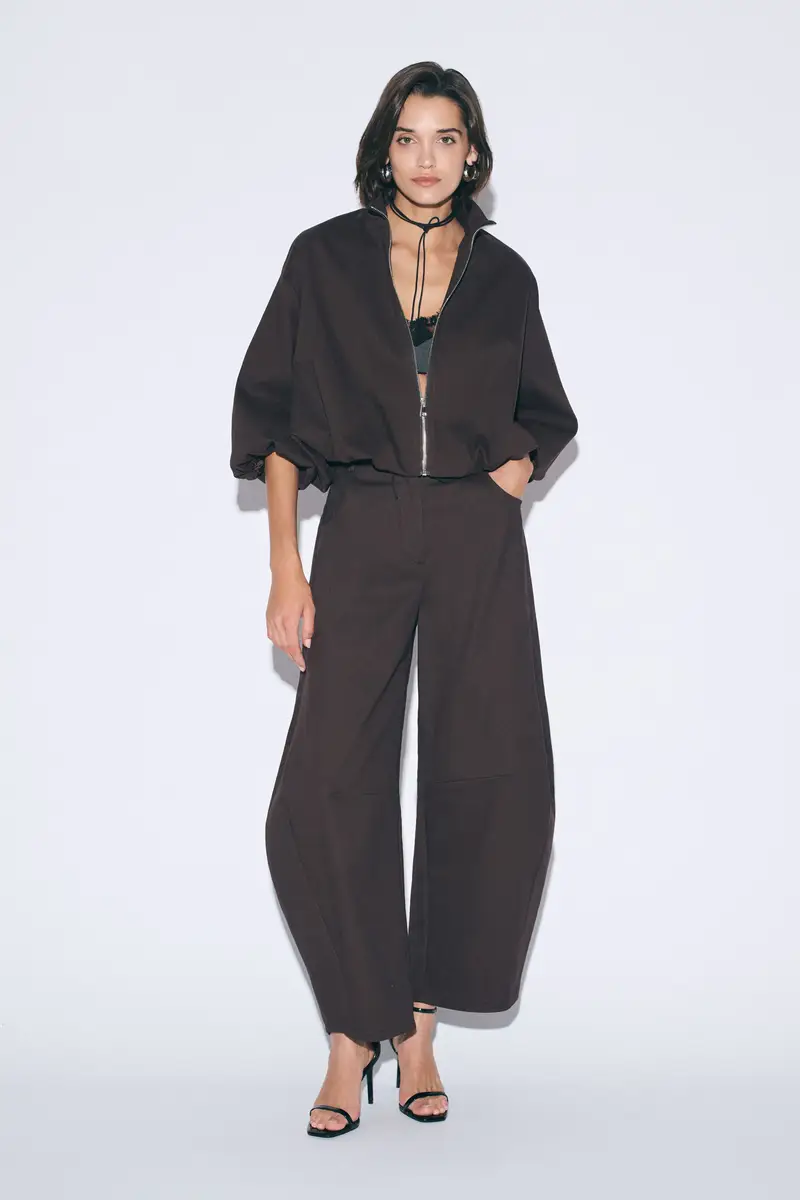 Pantaloni palazzo fit ampio vita alta Moro miniatura 2