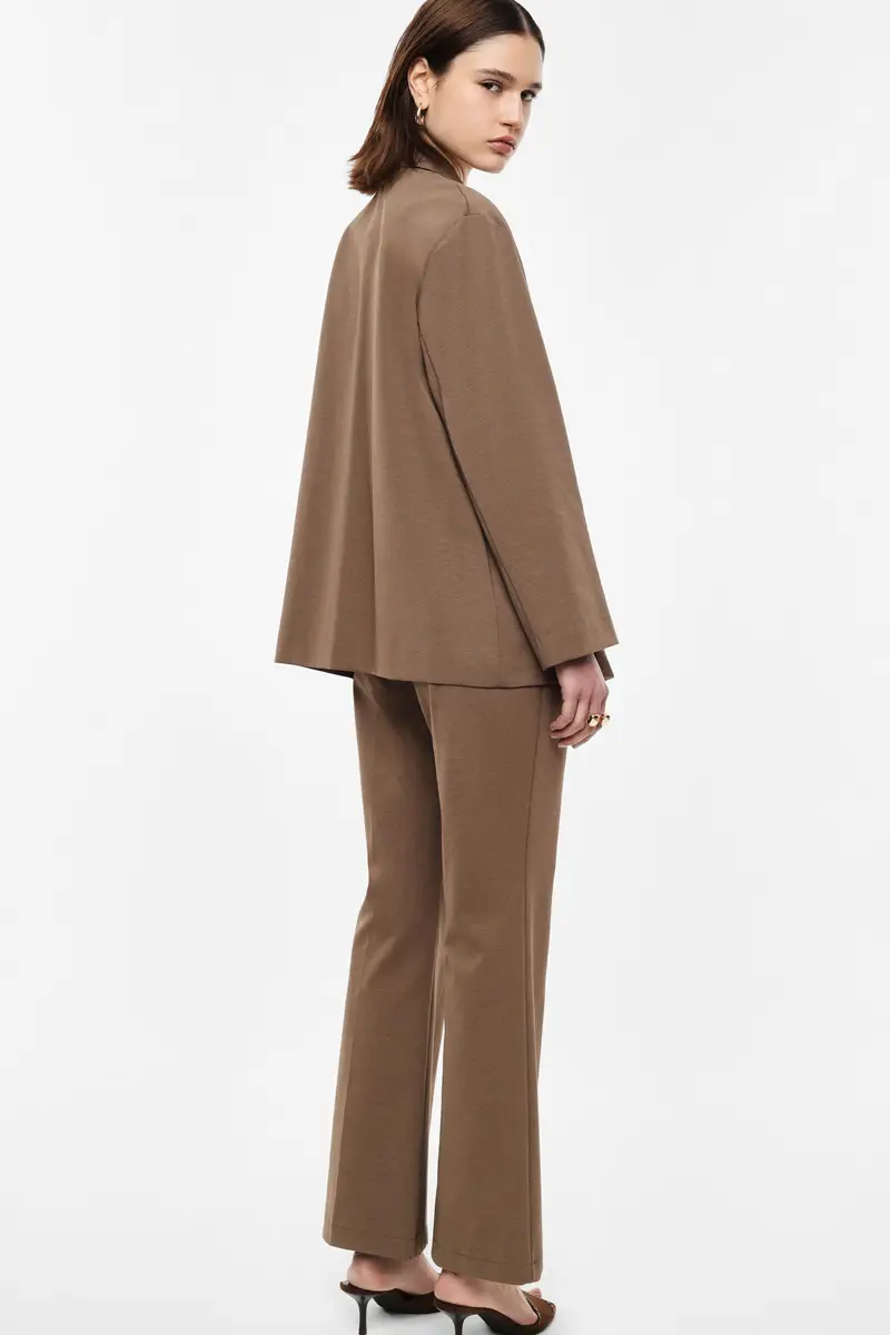 Pantaloni palazzo fit regolare vita media Avana miniatura 3