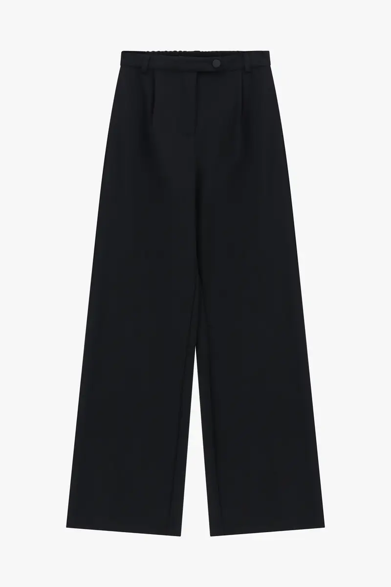 Pantaloni palazzo sartoriali con vita alta Nero