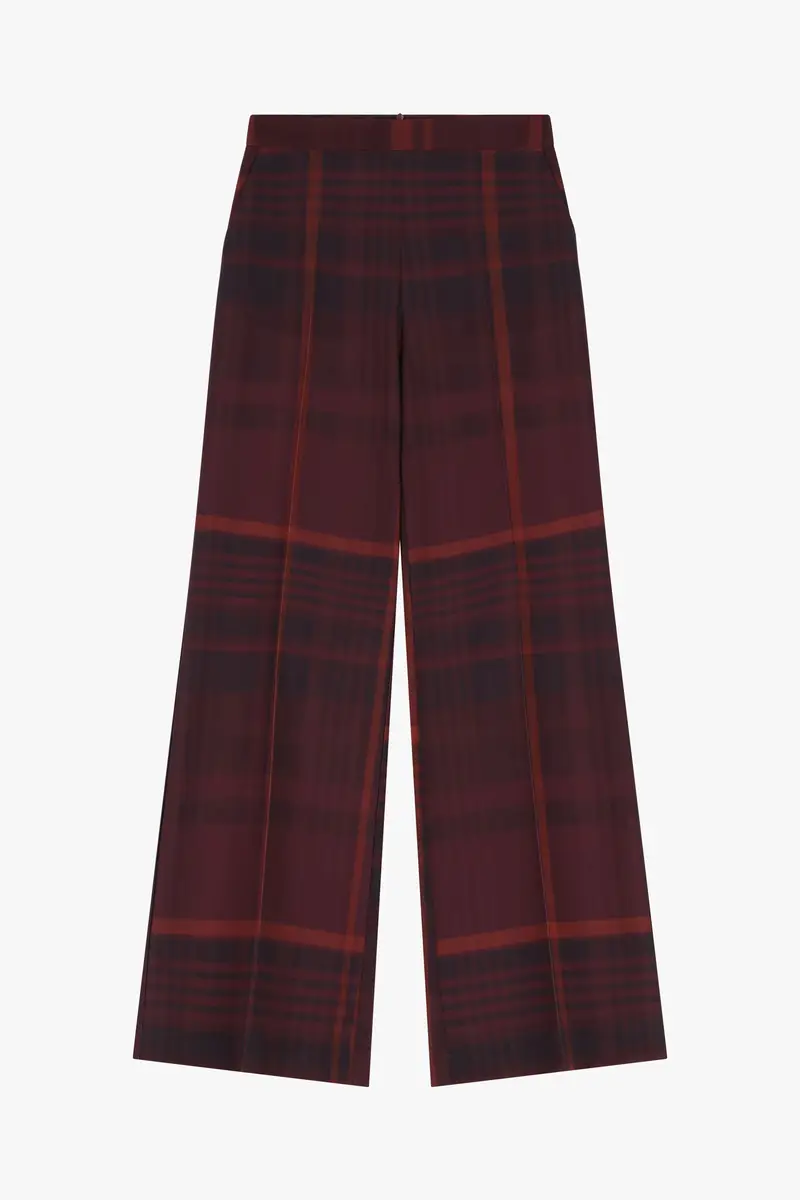 Pantaloni palazzo stampati vita alta pince Bordeaux