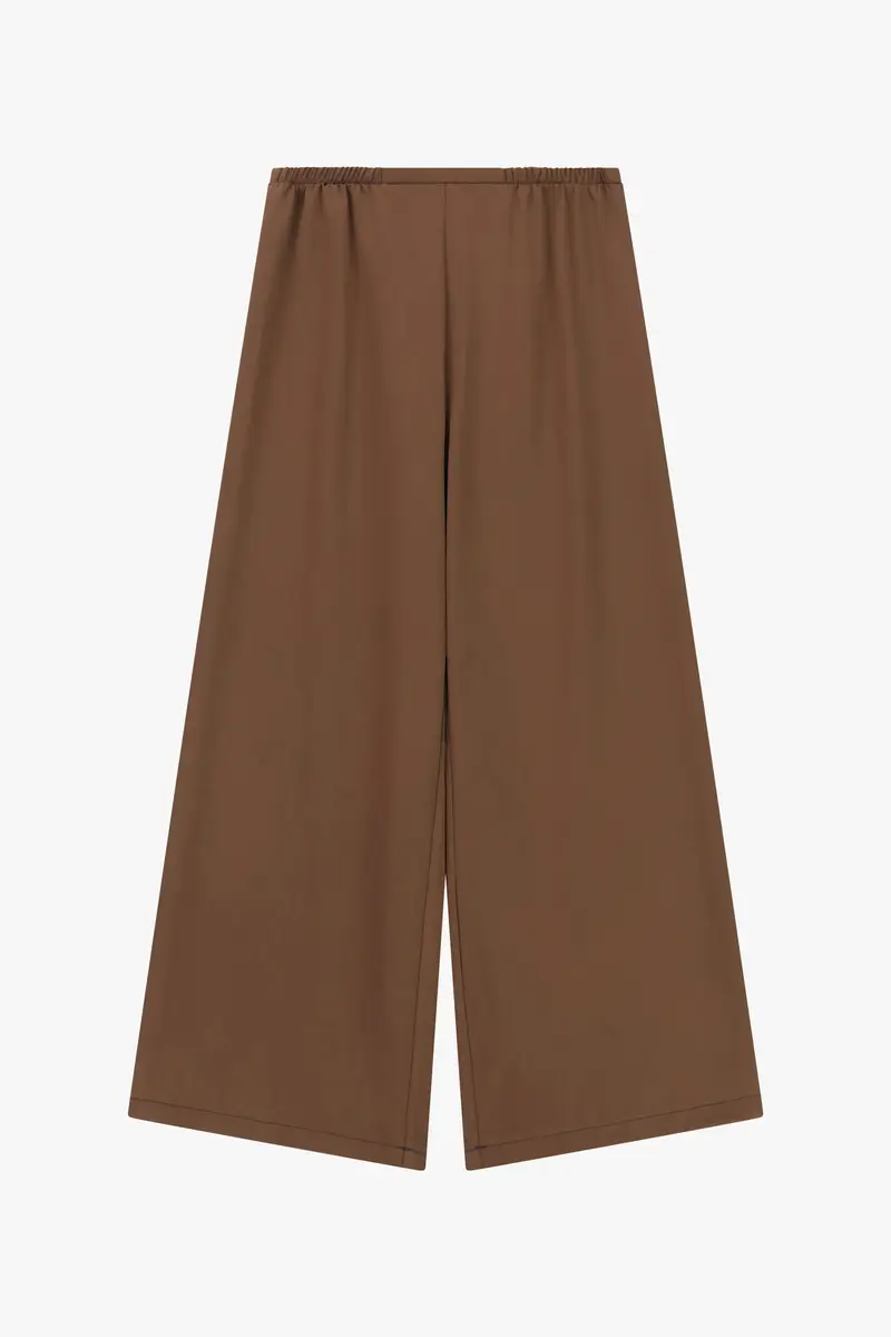 Pantaloni palazzo vestibilità ampia vita media Cacao