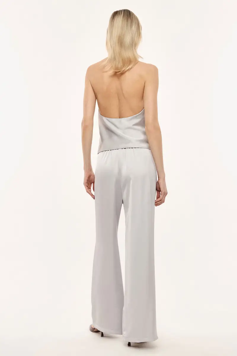 Pantaloni palazzo vestibilità ampia vita media Perla miniatura 3