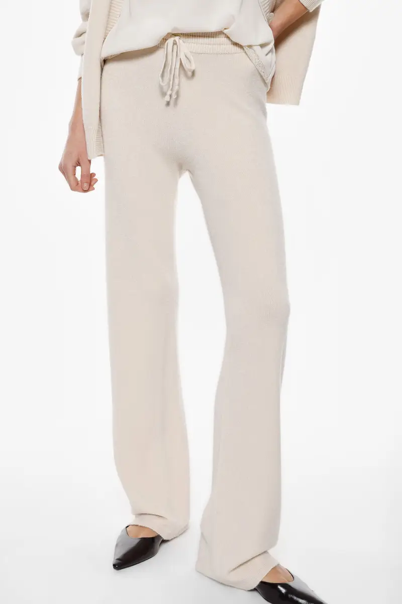 Pantaloni palazzo vestibilità morbida con cintura Gesso miniatura 4