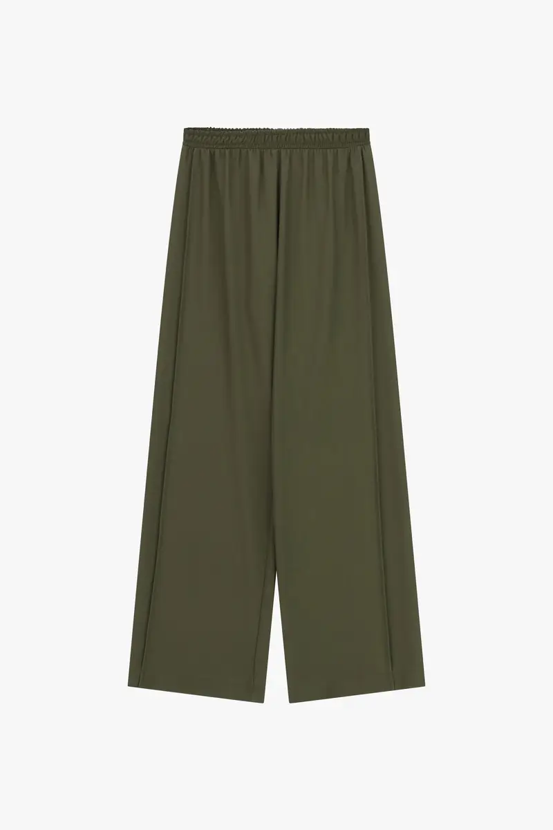 Pantaloni palazzo vestibilità morbida vita media Loden