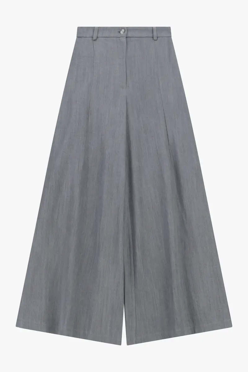 Pantaloni palazzo vita alta con gamba ampia Grigio denim