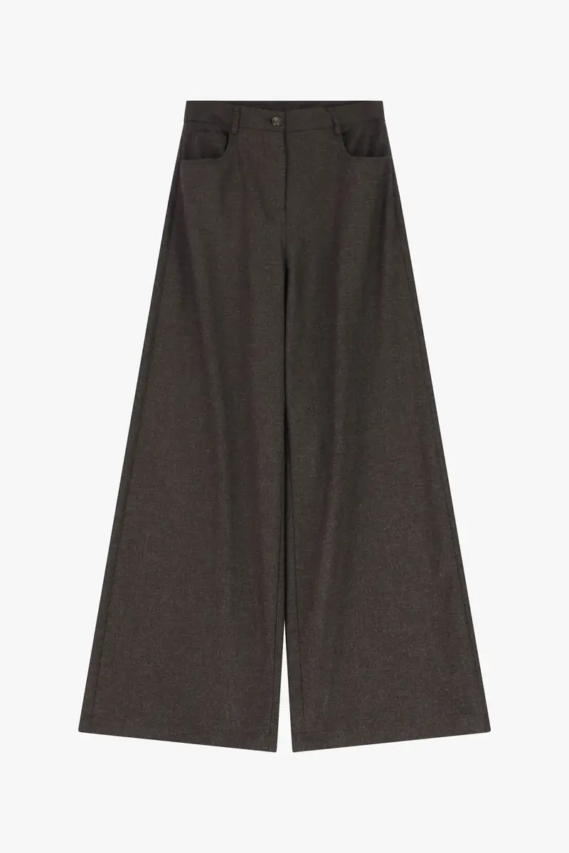 Pantaloni palazzo vita alta con linea ampia Moro