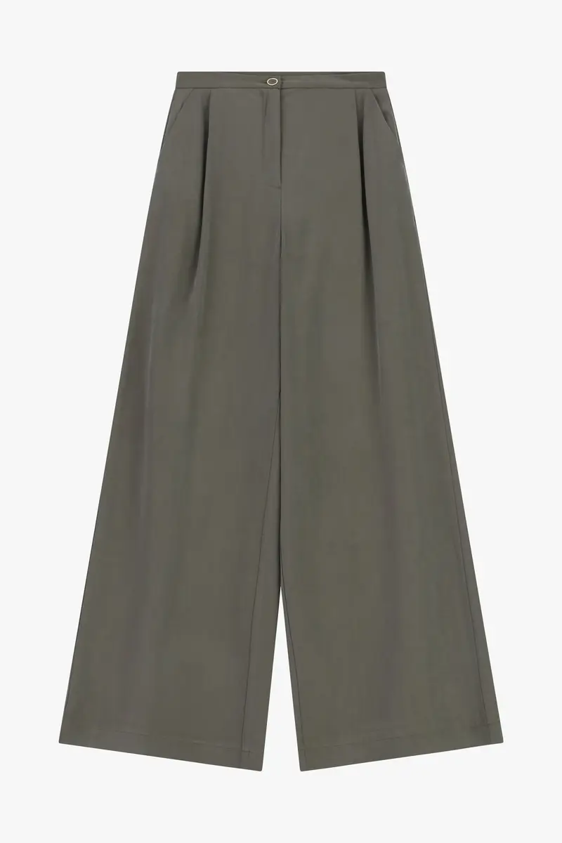 Pantaloni palazzo vita alta con pinces Army