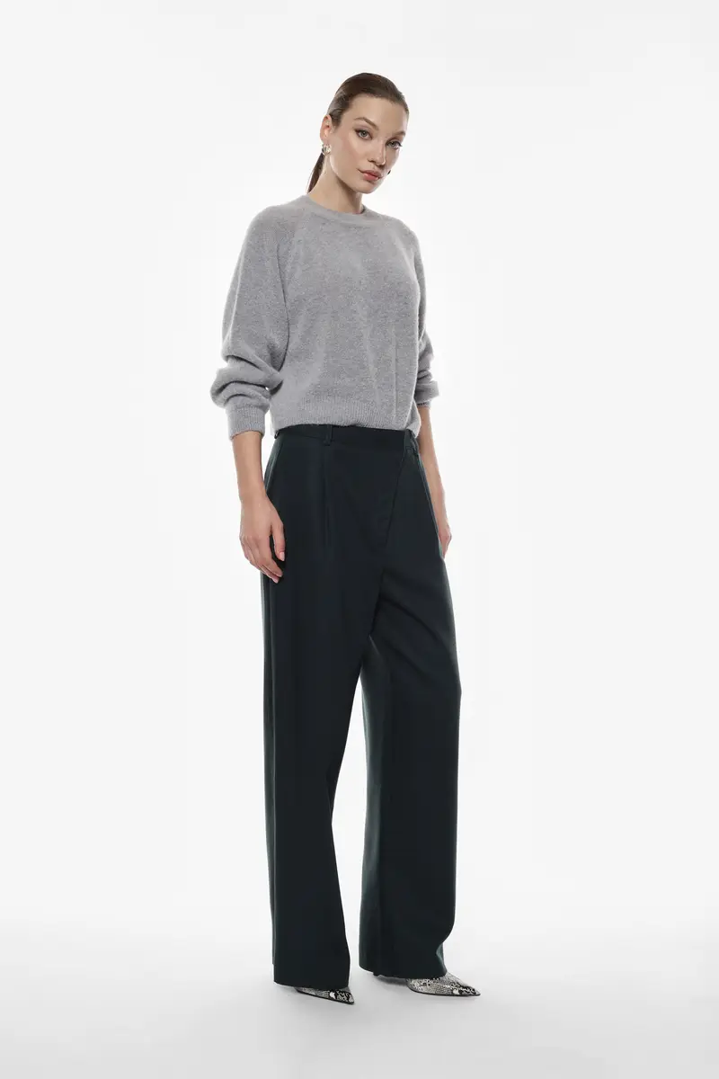 Pantaloni palazzo vita alta con pinces Verdone miniatura 2