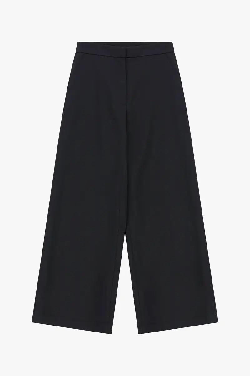 Pantaloni palazzo vita alta con tasche laterali Nero