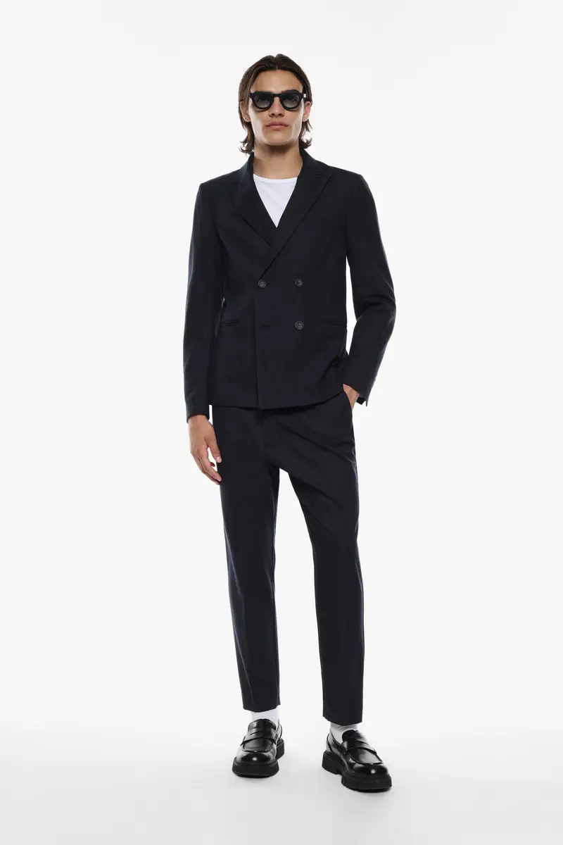 Pantaloni regular-fit a colore unito Blu miniatura 2