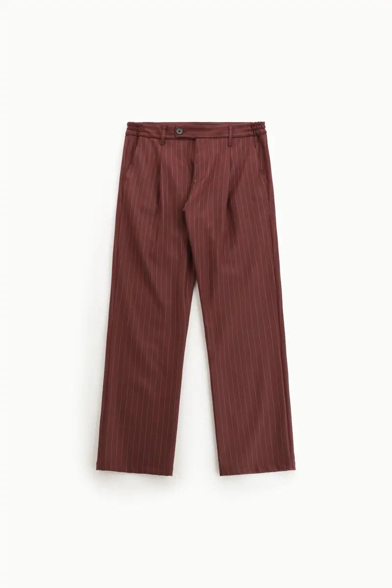 Pantaloni regular-fit a righe Bordeaux