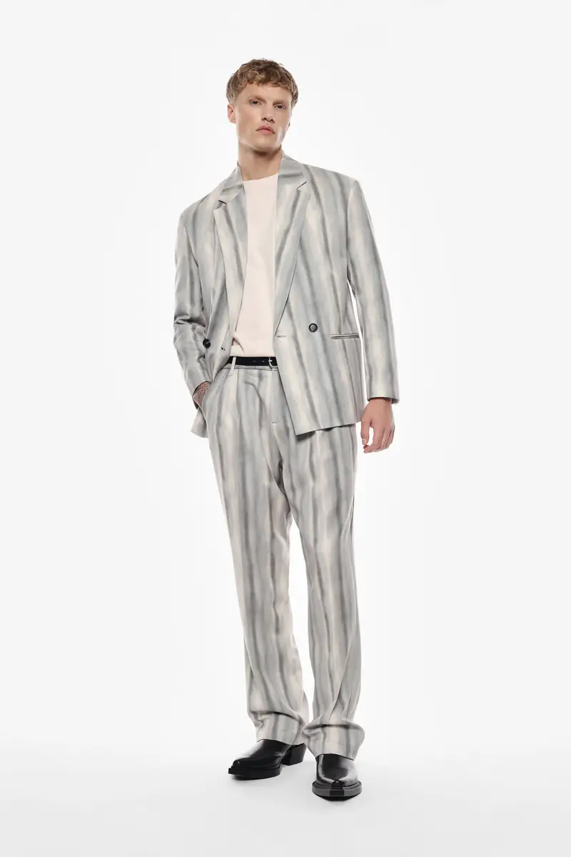 Pantaloni regular-fit a righe Panna miniatura 2