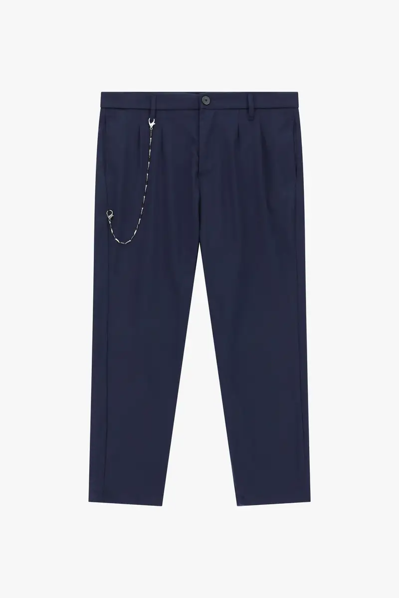 Pantaloni regular-fit con catena Navy