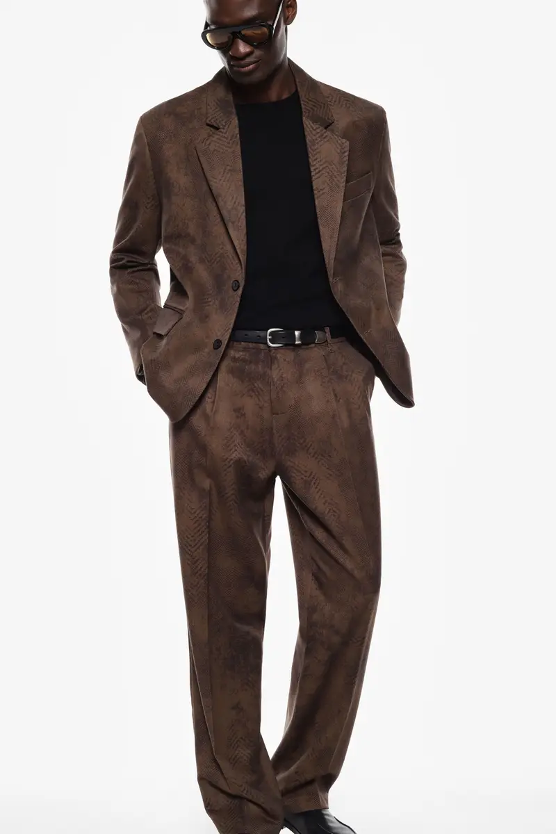 Pantaloni regular fit con stampa astratta Moro miniatura 2