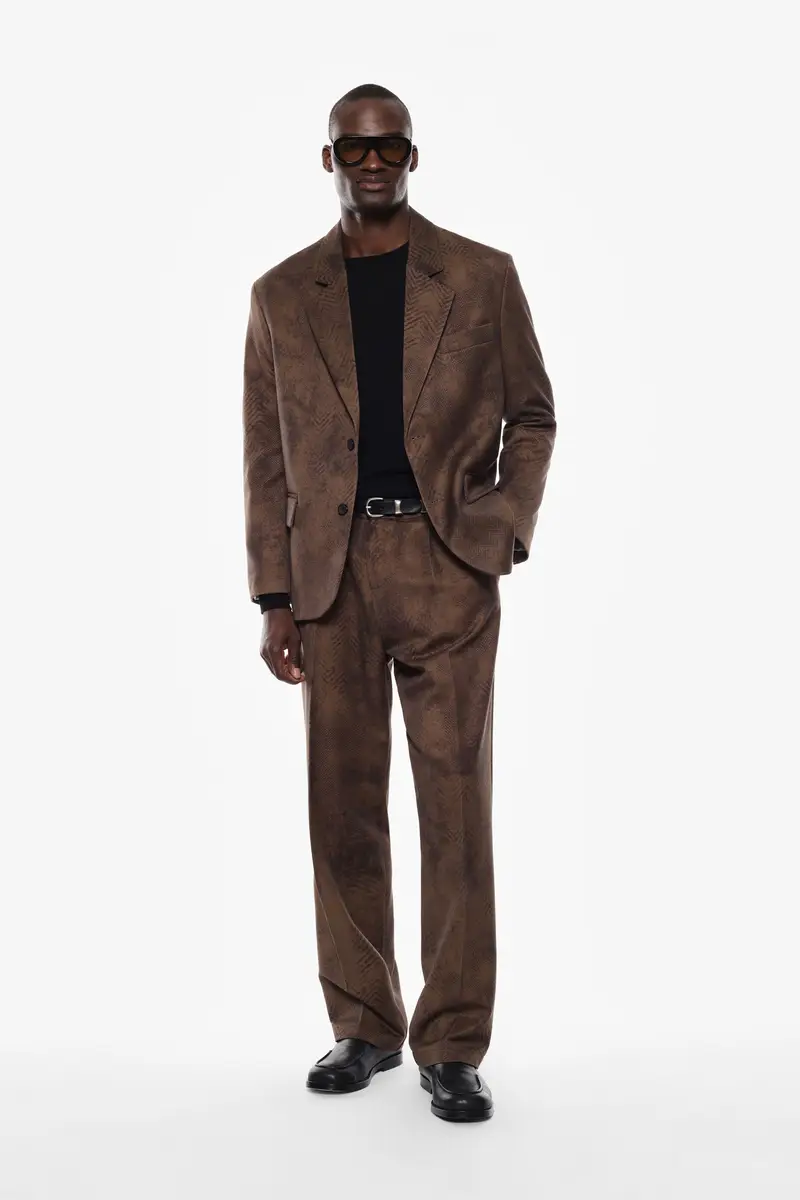 Pantaloni regular fit con stampa astratta Moro miniatura 3