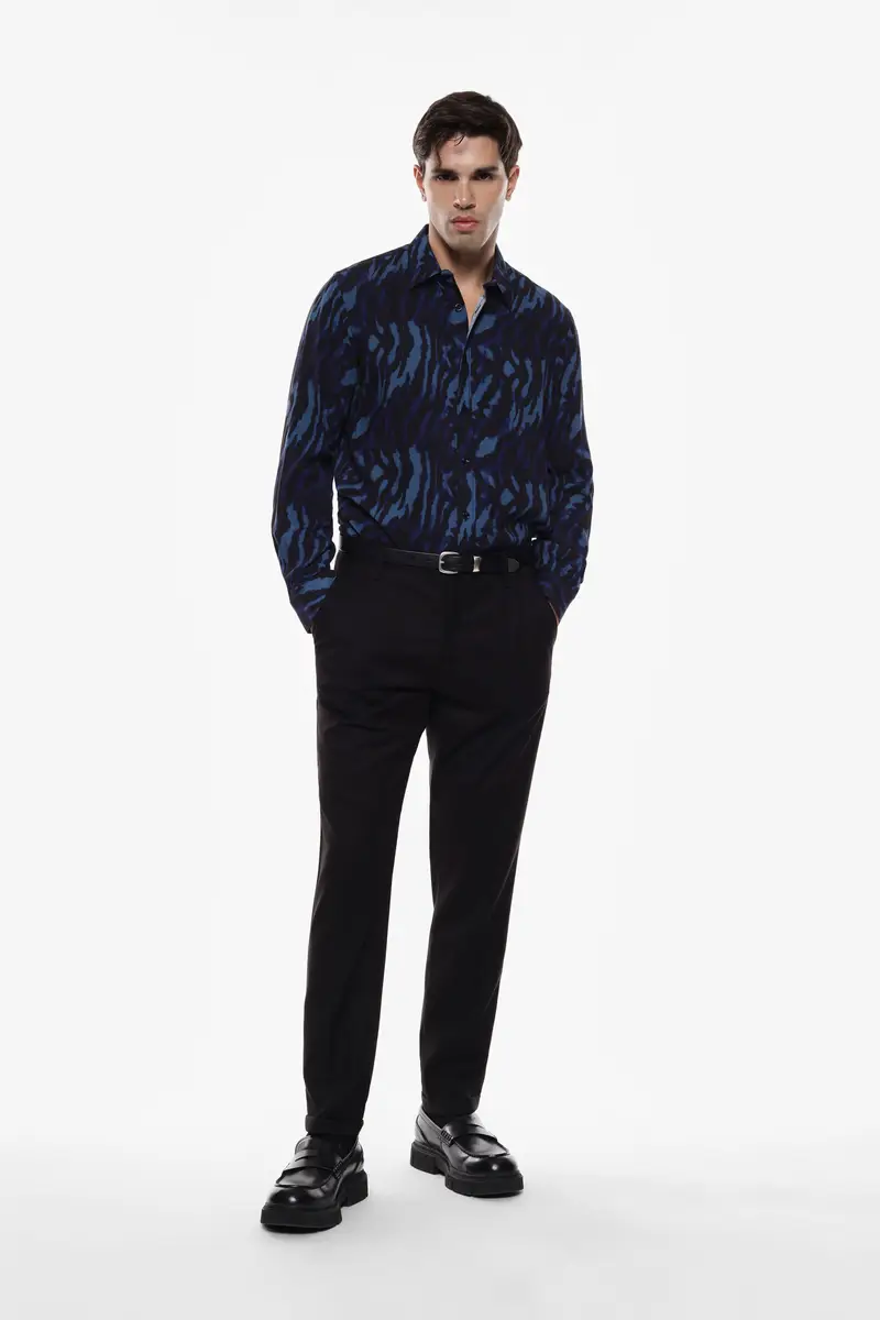 Pantaloni regular-fit tinta unita Nero miniatura 2