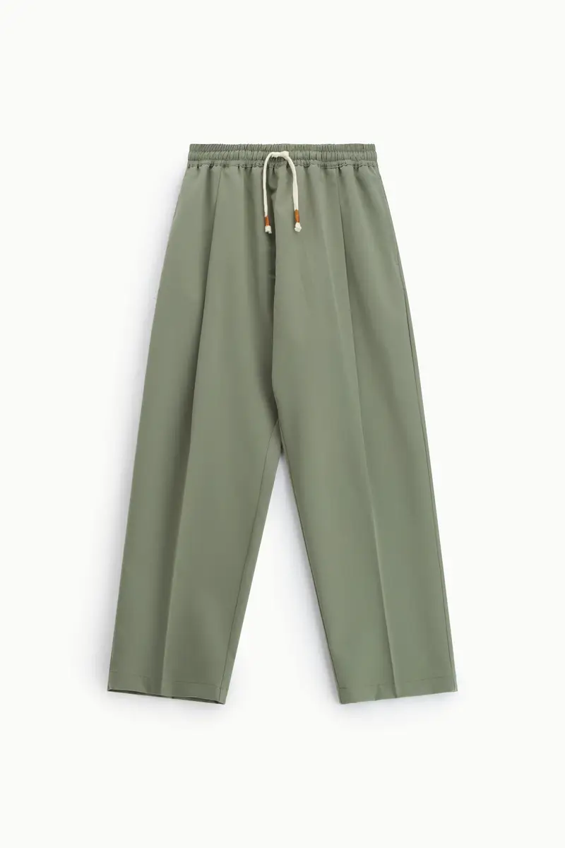 Pantaloni regular-fit vita media con coulisse Army