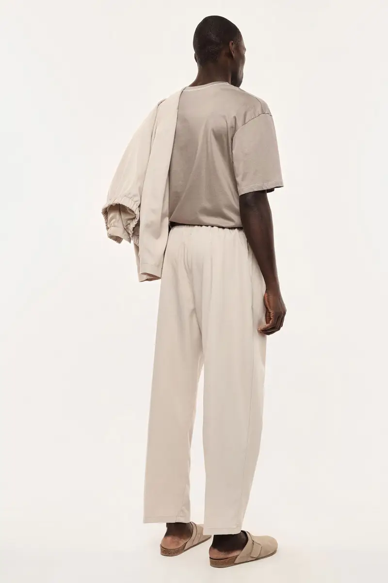 Pantaloni regular-fit vita media con coulisse Beige miniatura 3