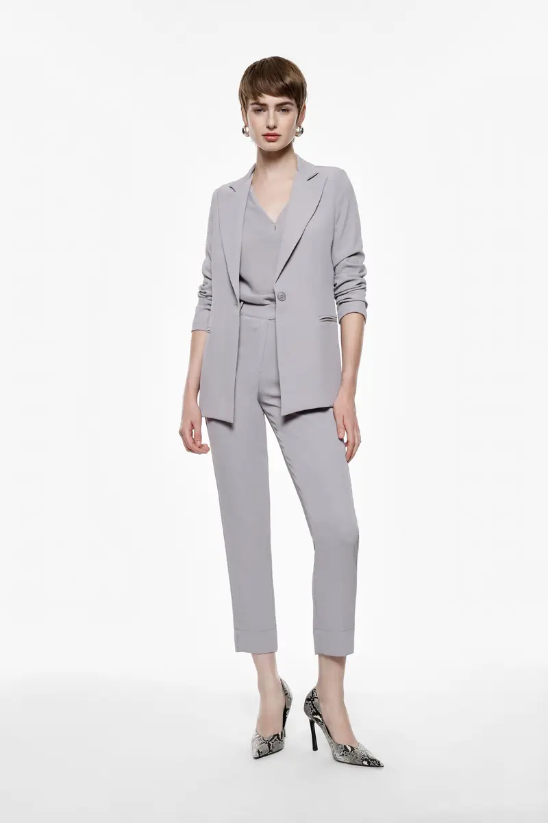 Pantaloni sartoriali a colore unico Grigio miniatura 2