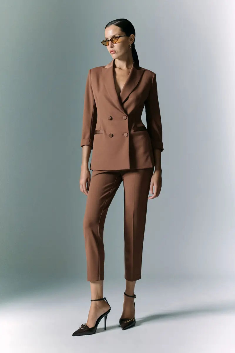 Pantaloni sartoriali a sigaretta Castagna miniatura 2