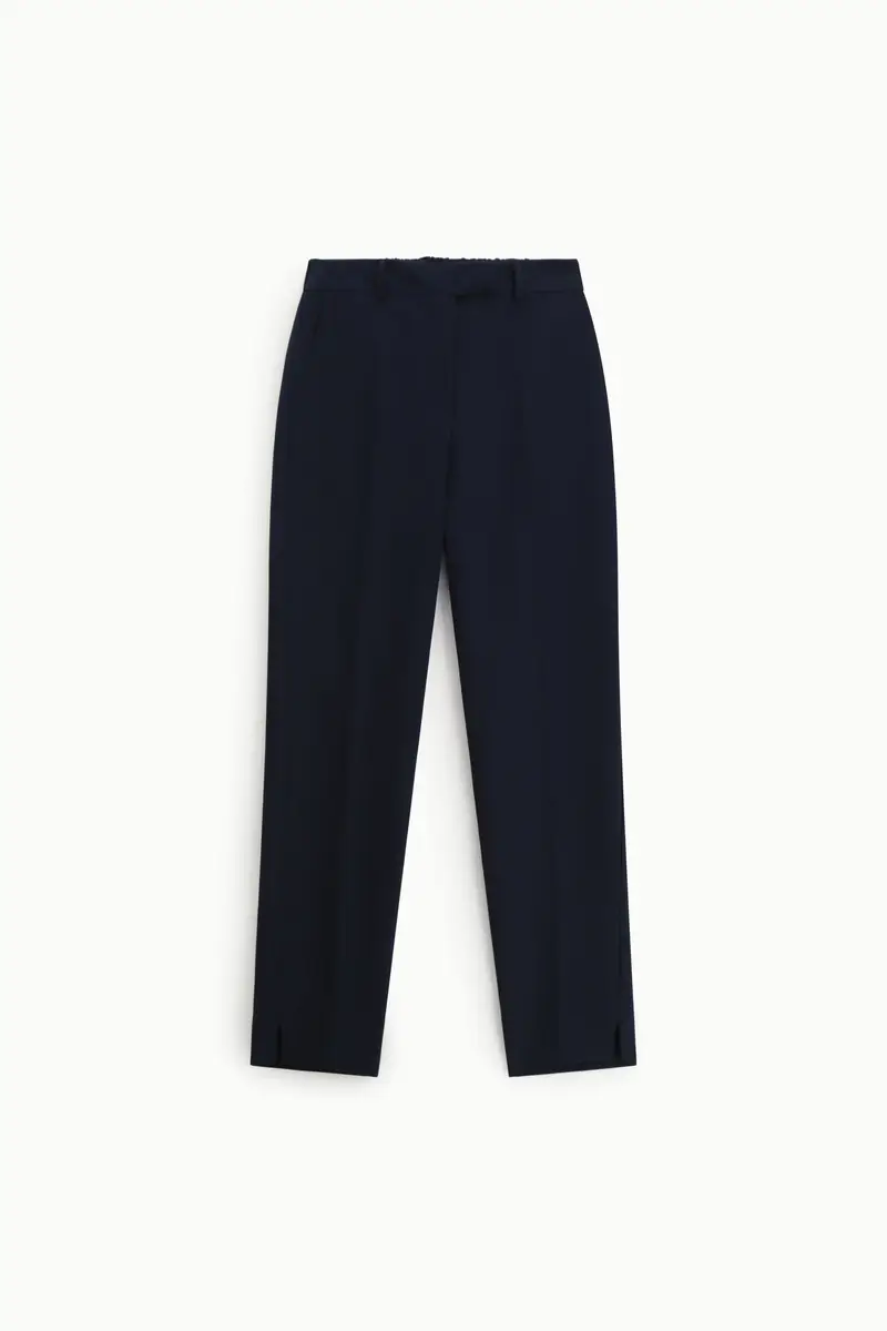 Pantaloni sartoriali cropped vita alta pinces Blu