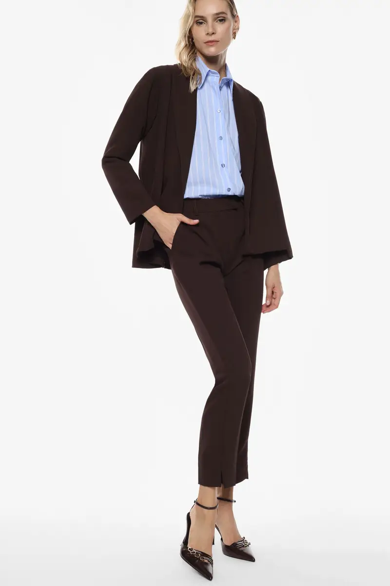 Pantaloni sartoriali cropped vita alta pinces Moro miniatura 2