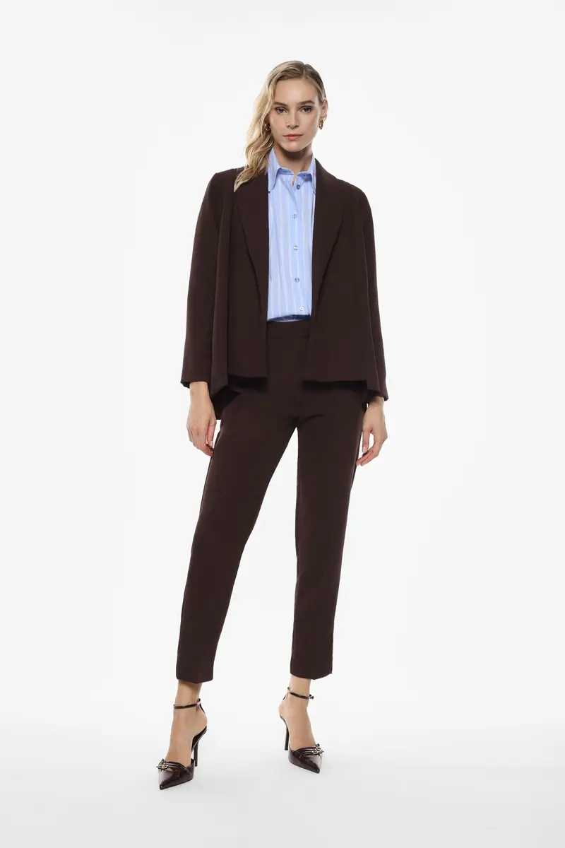 Pantaloni sartoriali cropped vita alta pinces Moro miniatura 3