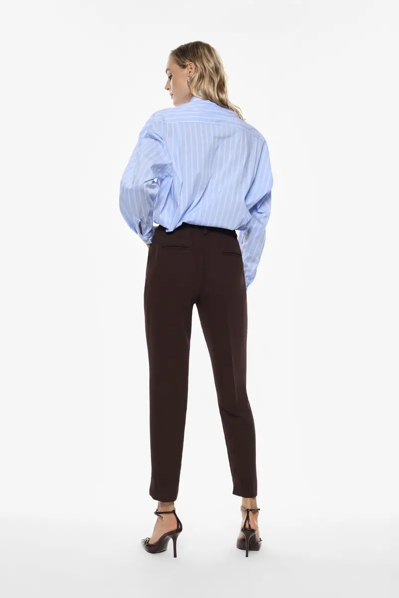 Pantaloni sartoriali cropped vita alta pinces Moro miniatura 4