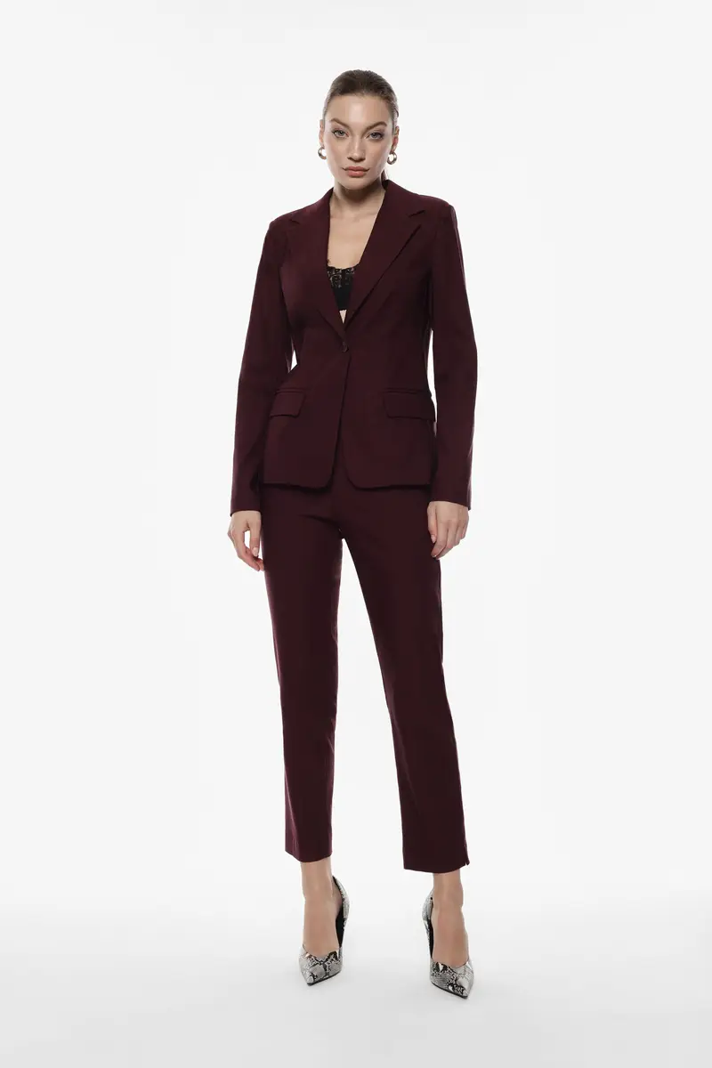 Pantaloni sartoriali cropped vita media pinces Amarone miniatura 3