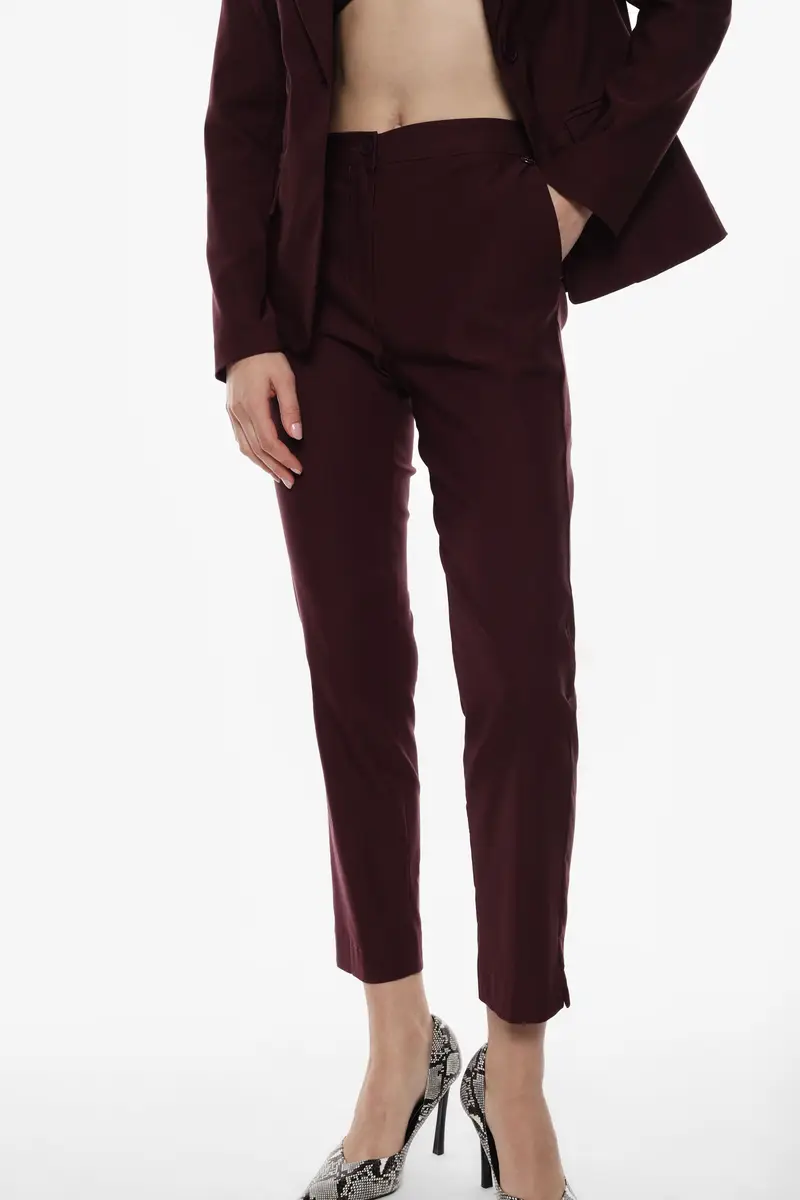 Pantaloni sartoriali cropped vita media pinces Amarone miniatura 4