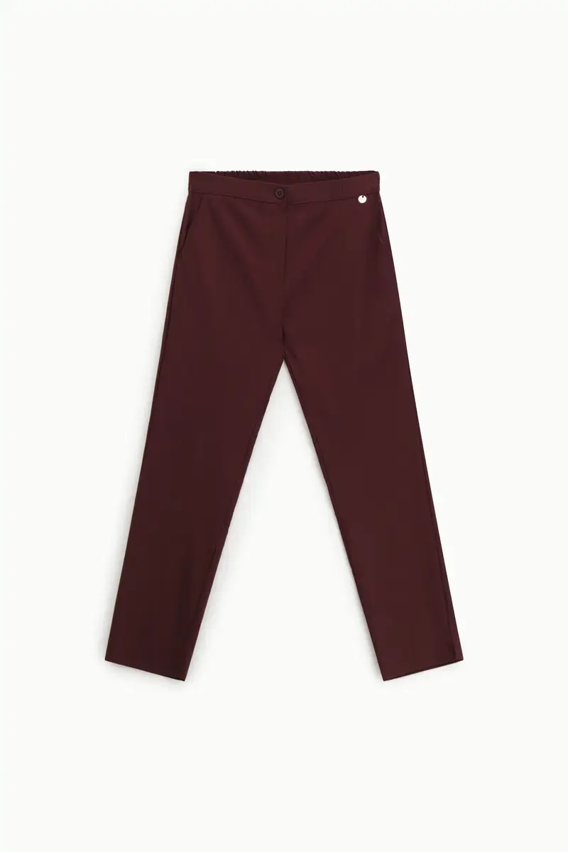 Pantaloni sartoriali cropped vita media pinces Amarone
