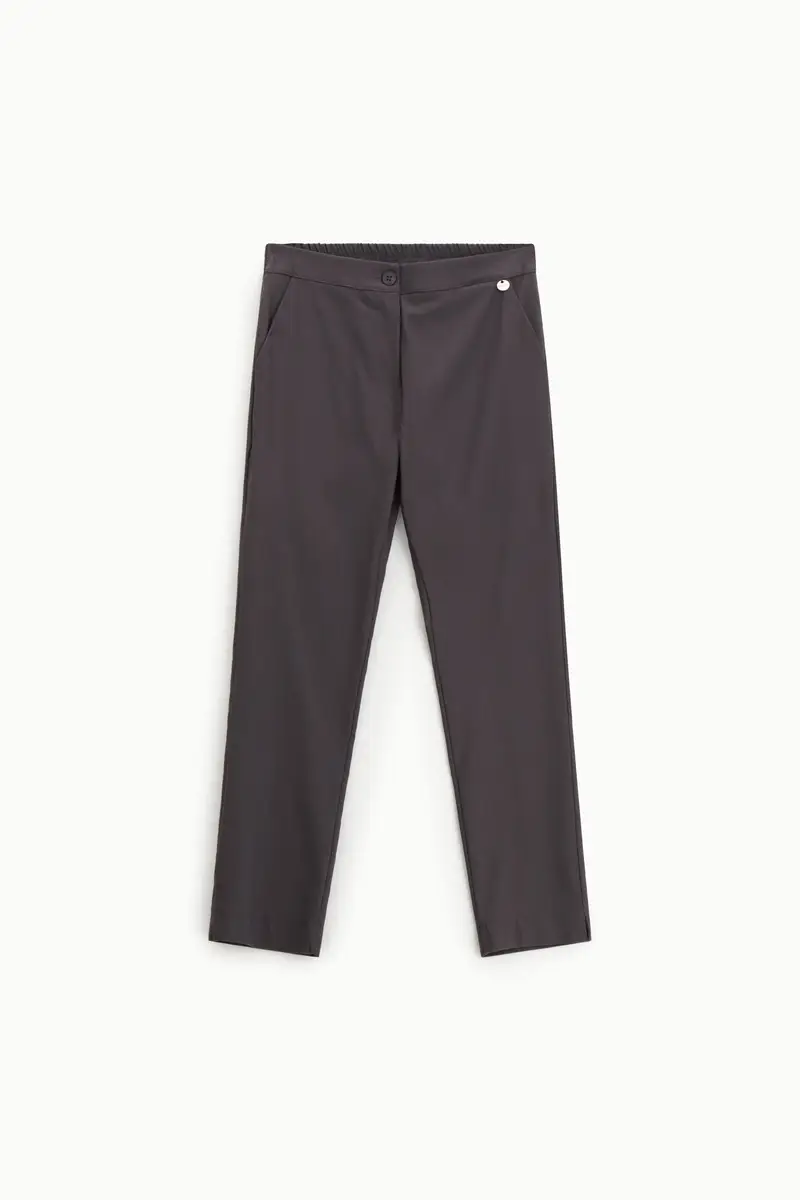 Pantaloni sartoriali cropped vita media pinces Grigio