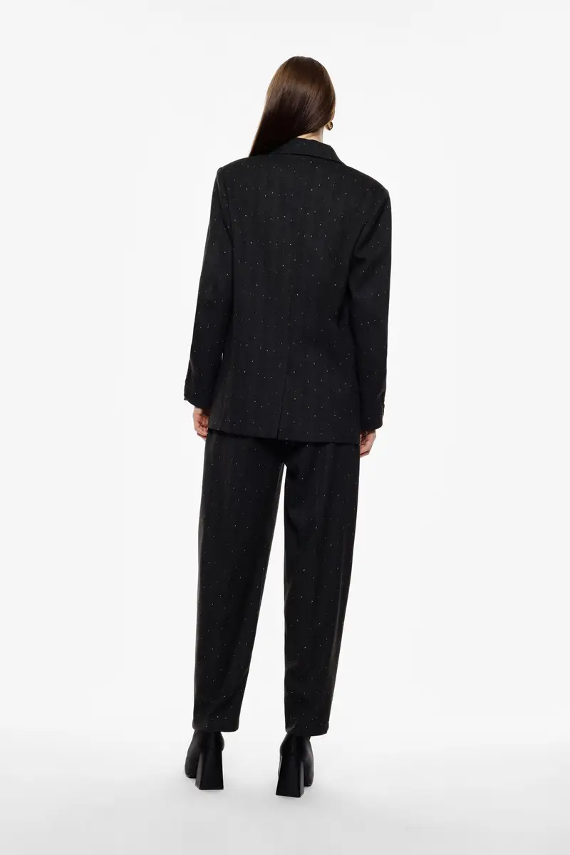 Pantaloni sartoriali fantasia micro-disegni vita alta Nero miniatura 3