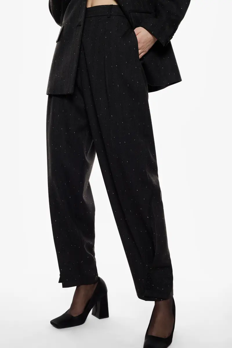 Pantaloni sartoriali fantasia micro-disegni vita alta Nero miniatura 4