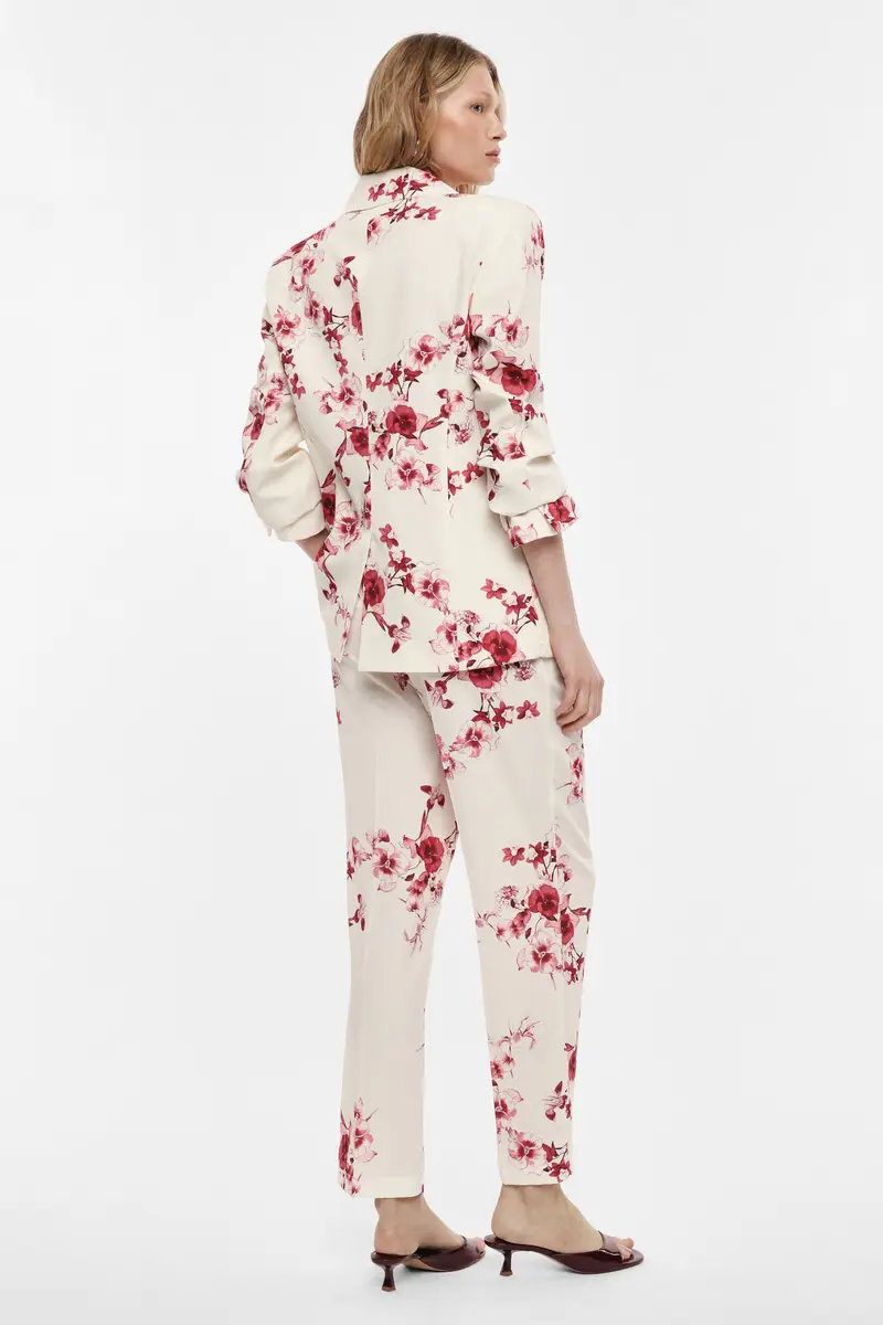 Pantaloni sartoriali stampa floreale fit dritto Latte miniatura 3