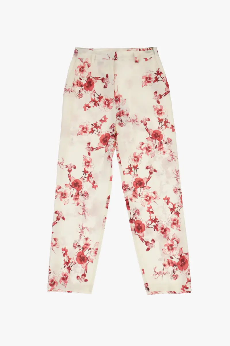 Pantaloni sartoriali stampa floreale fit dritto Latte