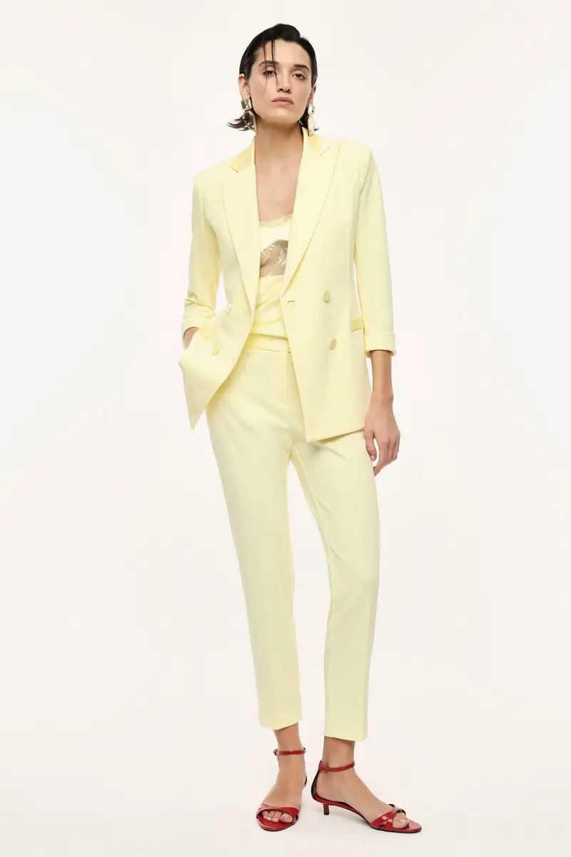 Pantaloni sartoriali vita alta chiusura con bottone Canarino miniatura 2