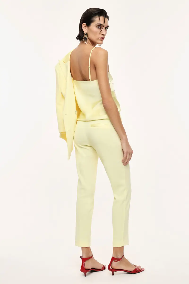 Pantaloni sartoriali vita alta chiusura con bottone Canarino miniatura 3