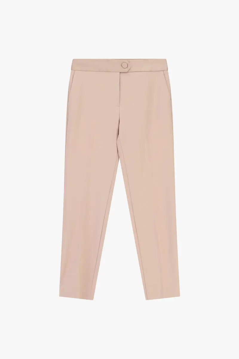 Pantaloni sartoriali vita alta chiusura con bottone Cipria