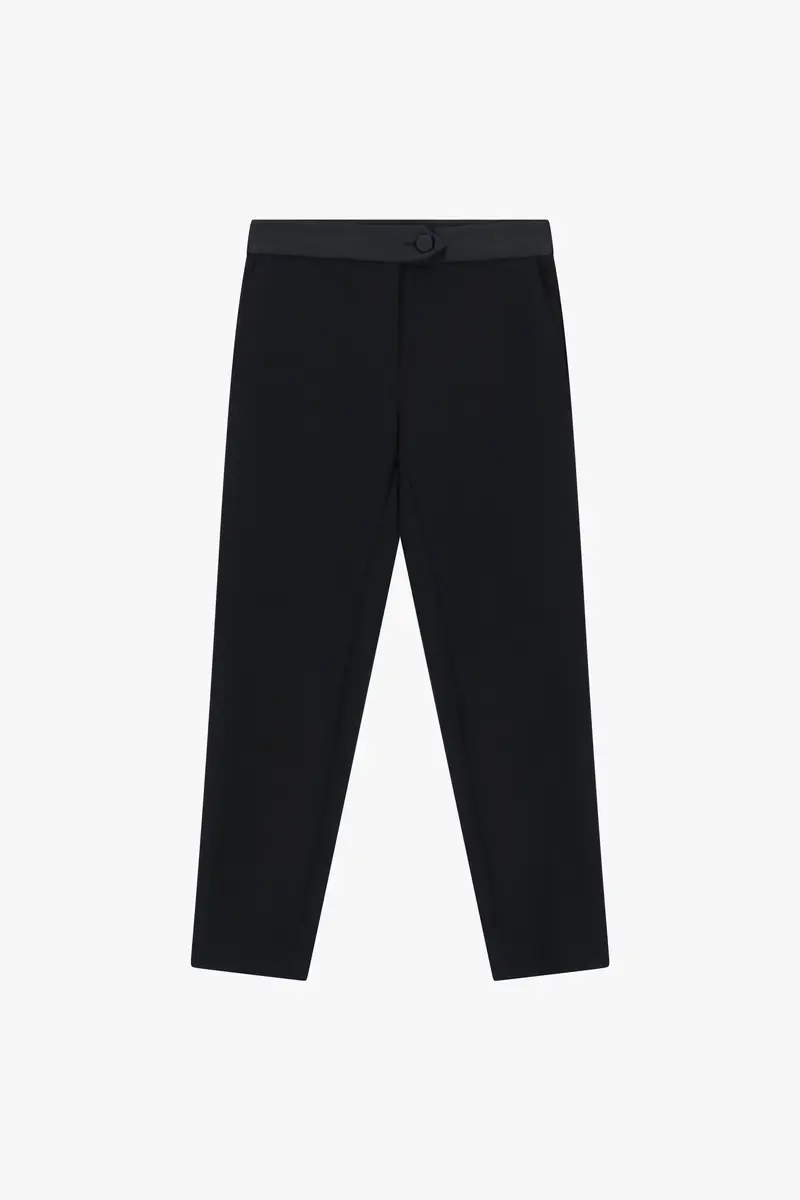 Pantaloni sartoriali vita alta chiusura con bottone Nero
