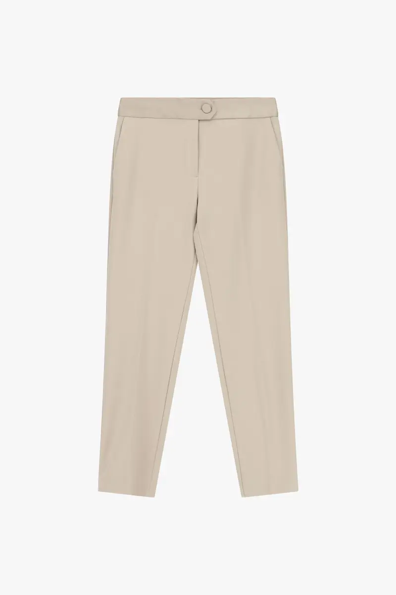 Pantaloni sartoriali vita alta chiusura con bottone Platino