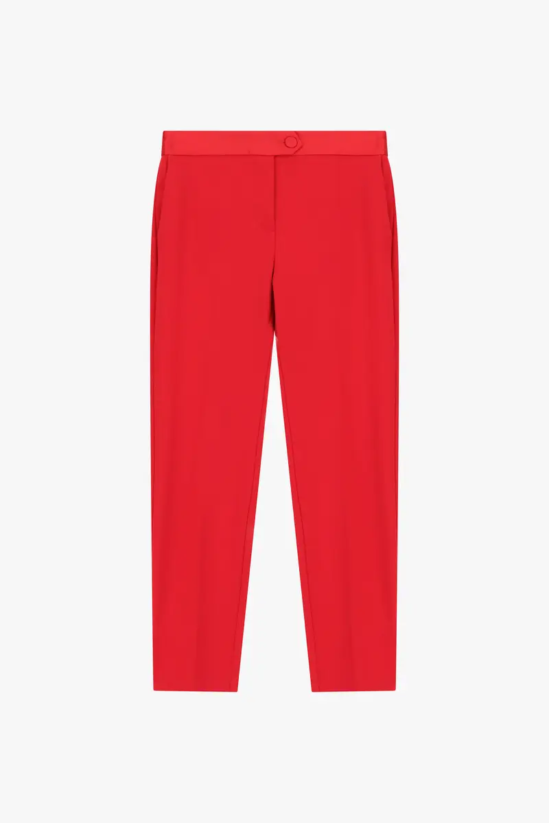 Pantaloni sartoriali vita alta chiusura con bottone Rosso