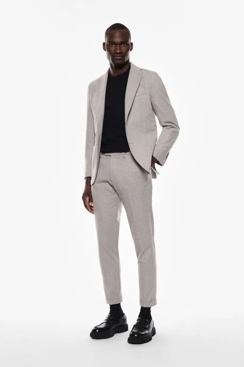 Pantaloni slim-fit a tinta unita Grigio chiaro