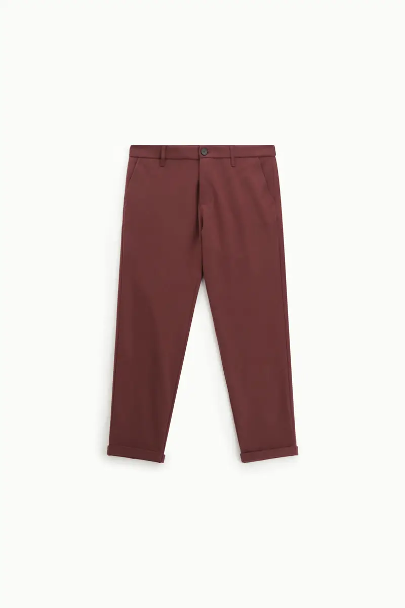 Pantaloni slim fit tinta unita Bordeaux