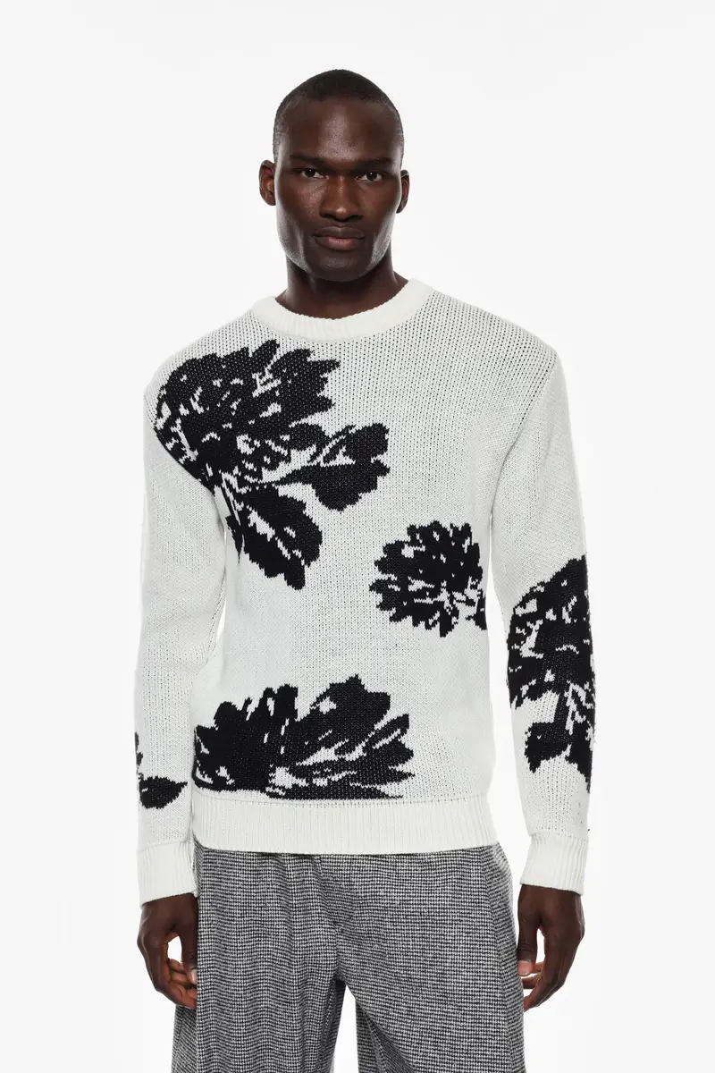 Pullover a maniche lunghe con stampa Panna miniatura 2