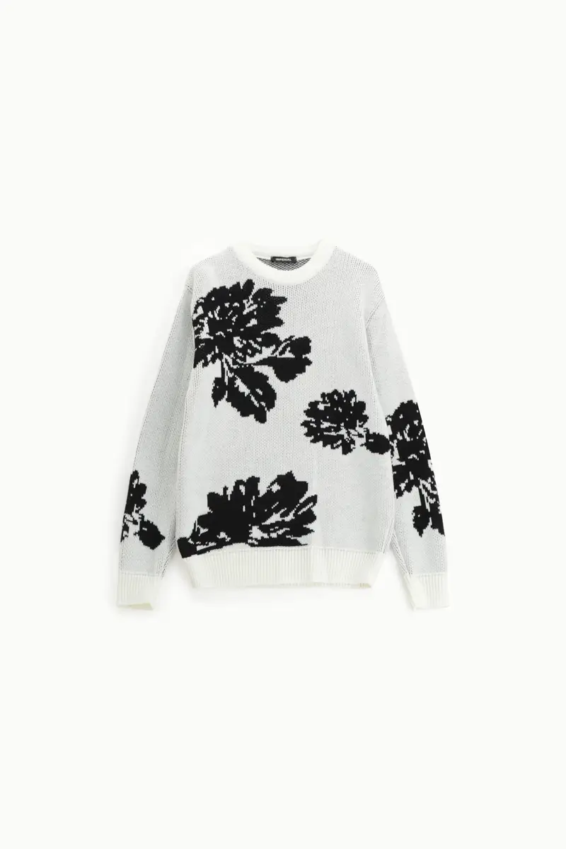 Pullover a maniche lunghe con stampa Panna