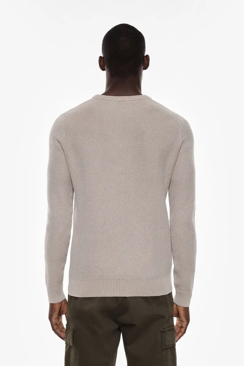 Pullover con scollo tondo e maniche lunghe Beige miniatura 2