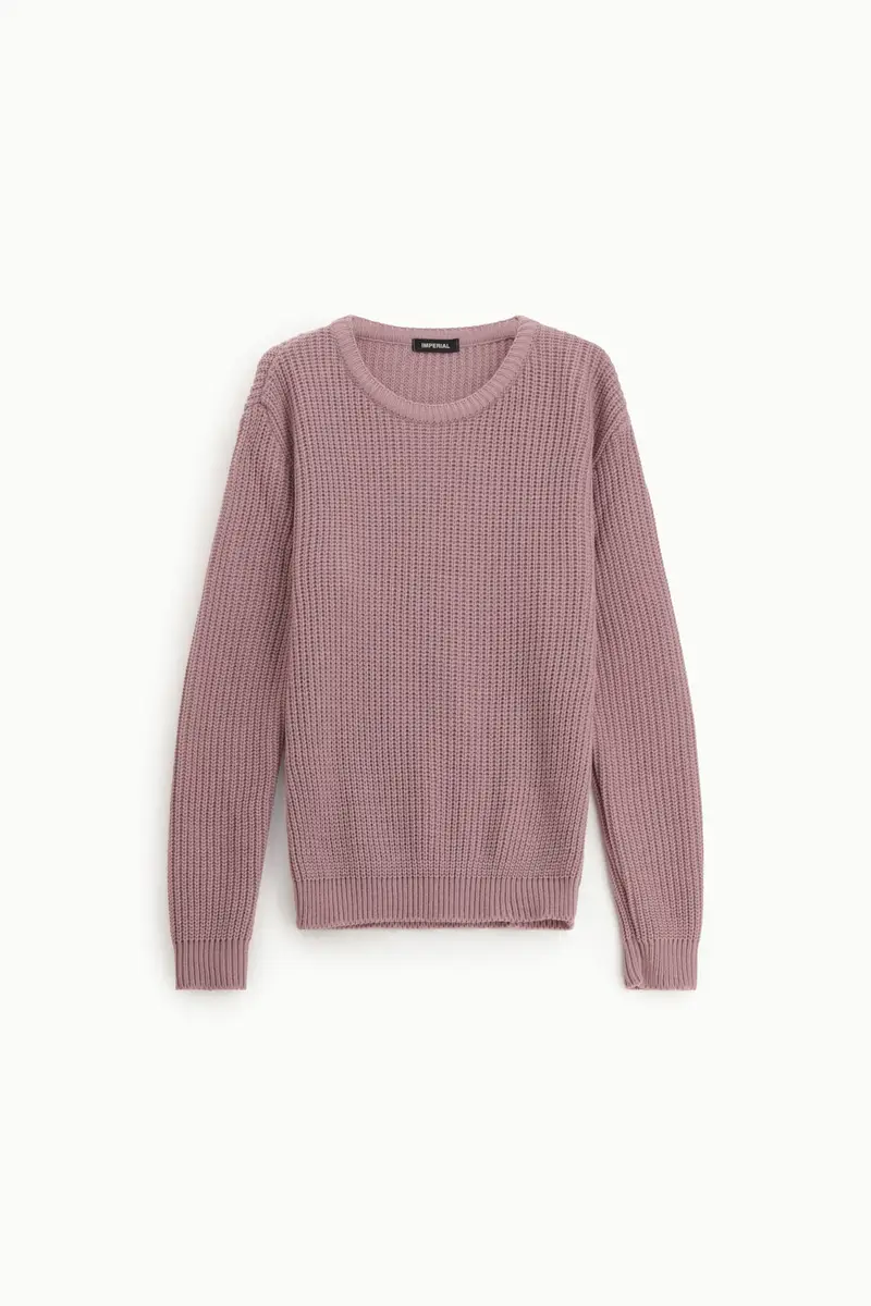 Pullover girocollo lavorazione a maglia inglese Cipria