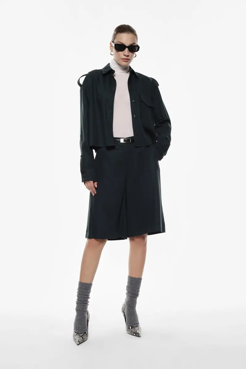 Shorts a vita media con tasche laterali Verdone miniatura 2