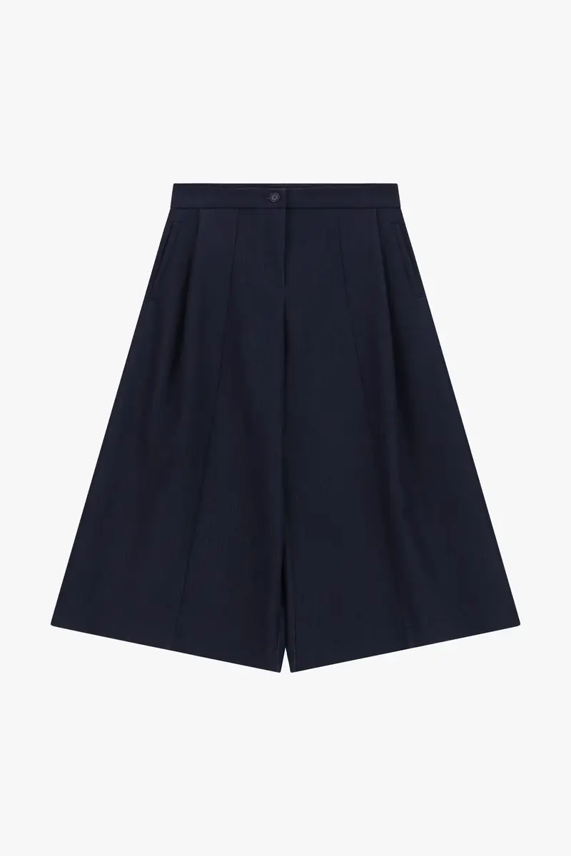 Shorts ampi a vita alta con pinces Blu denim